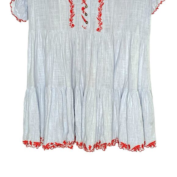 Goodnight Macaroon L Baby Blue Tiered Ruffle Mini Dress Embroidery *flaw - Picture 6 of 9